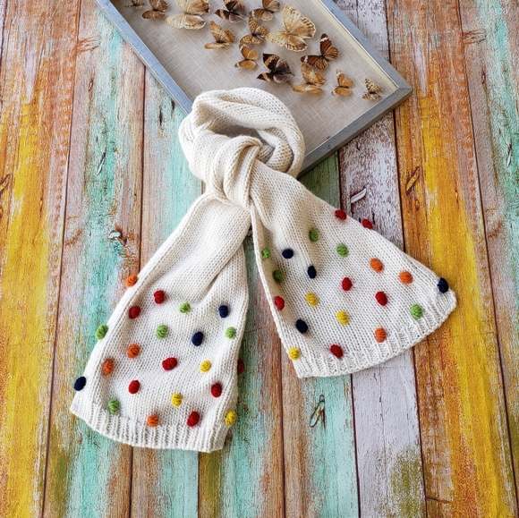 Modcloth Accessories - Modcloth Sweet Treat Rainbow Pom-Pom Winter Scarf